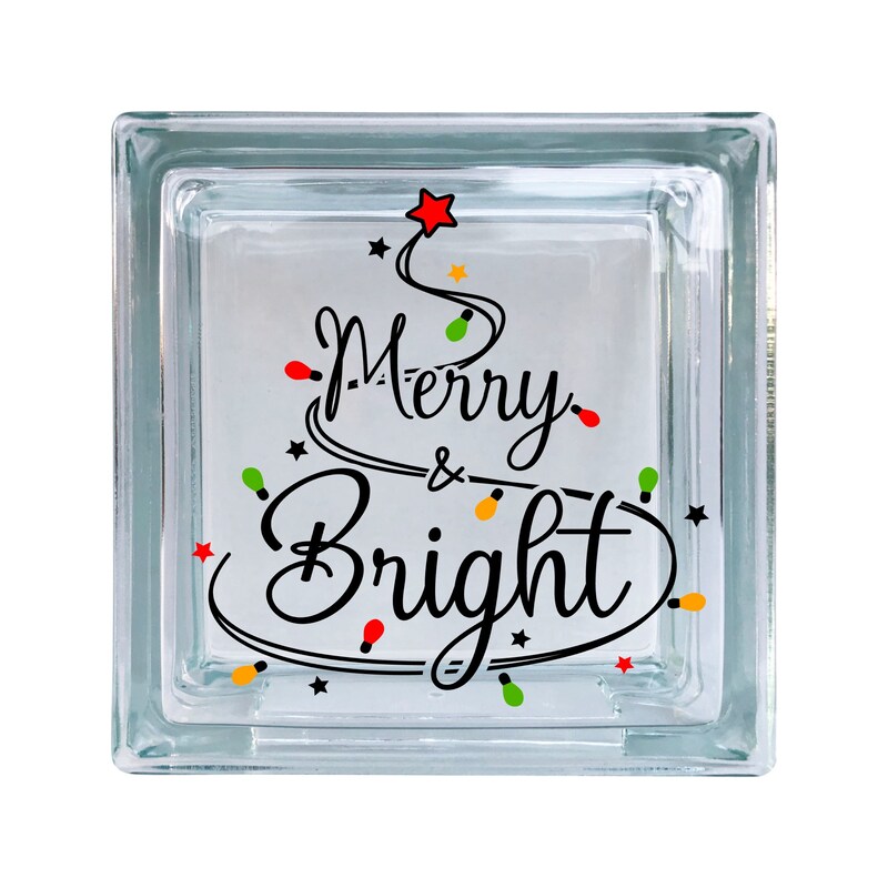 Merry And Bright Christmas Vinyl Decal For Glass Blocks, Car, Computer, Wreath, Tile, Frames And Any Smooth Surf